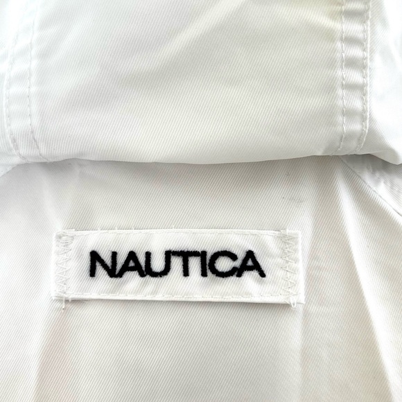 Nautica White Size Large Raincoat Windbreaker Jacket Long Sleeve Hood - Picture 11 of 13